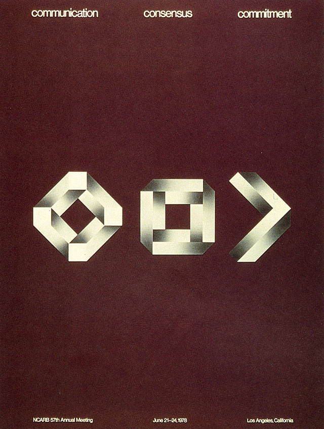 Communication, Consensus, Commitment poster for annual meeting of the National Council of Architectural Registration Boards, 1978.